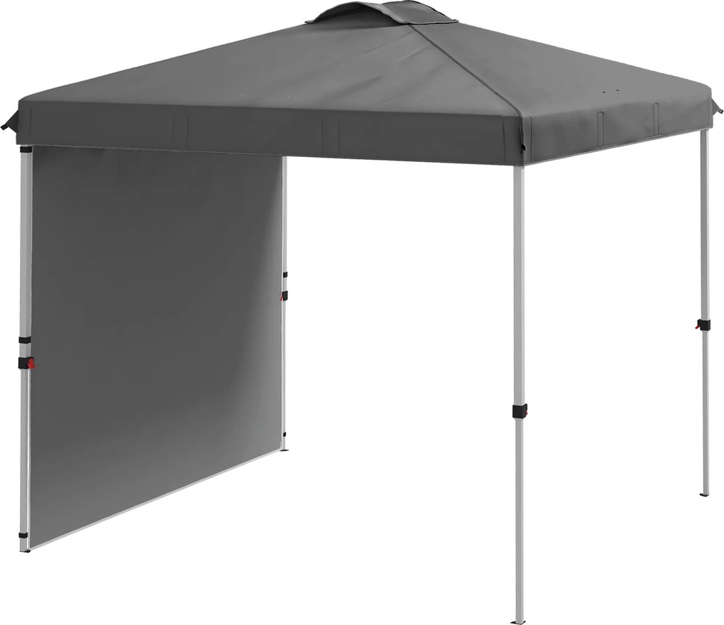 Outsunny Cort Pliabil de Grădină 2,5x2,5 m cu Înălțime Reglabilă Anti-UV, cu 1 Perete Lateral și Sacuri cu Nisip Gri închis | Aosom Romania