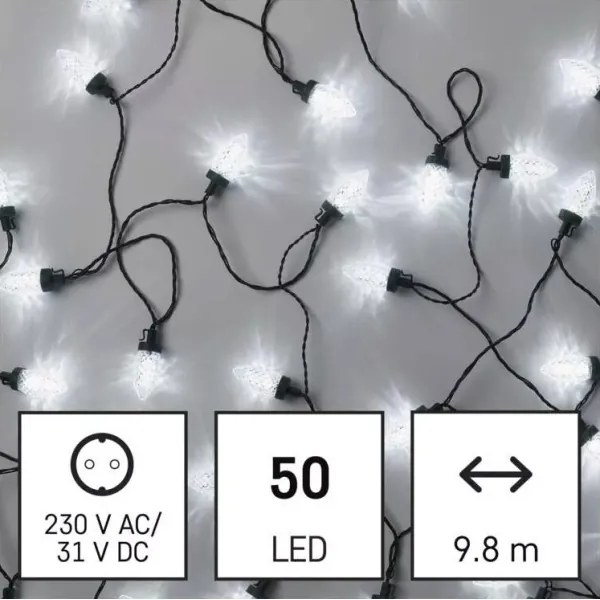 Ghirlandă LED de exterior pentru Crăciun, 50 x LED / 8 funcții, 14,8 m, IP44, alb rece