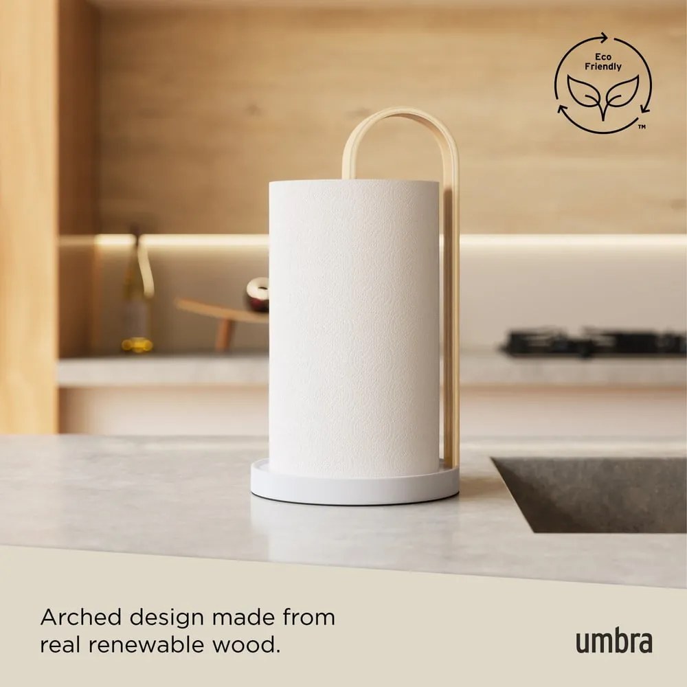 Suport vertical pentru prosoape de bucătărie din hârtie alb din lemn ø 17 cm Bellwood – Umbra