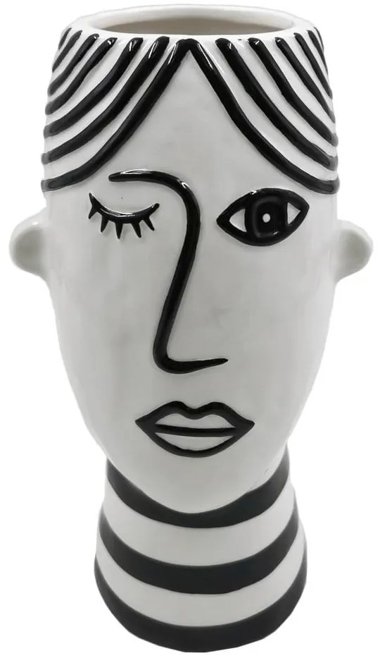 Vază din porțelan Mauro Ferretti Face, alb - negru