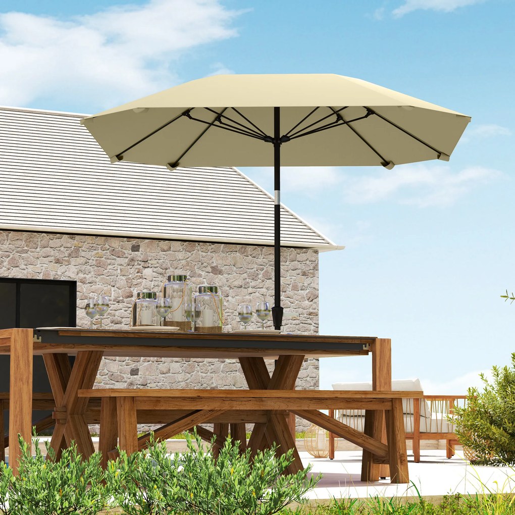 Outsunny Umbrelă de soare de 2,3 m fără bază, umbrelă de terasă reglabilă cu manivelă, poliester, aluminiu, fibră de sticlă, bej | Aosom Romania