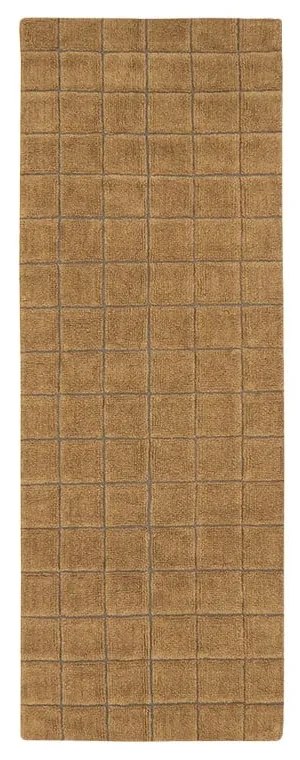 Covor tip traversă galben ocru țesut manual din lână 80x230 cm Mosaic Ochre – Lorena Canals