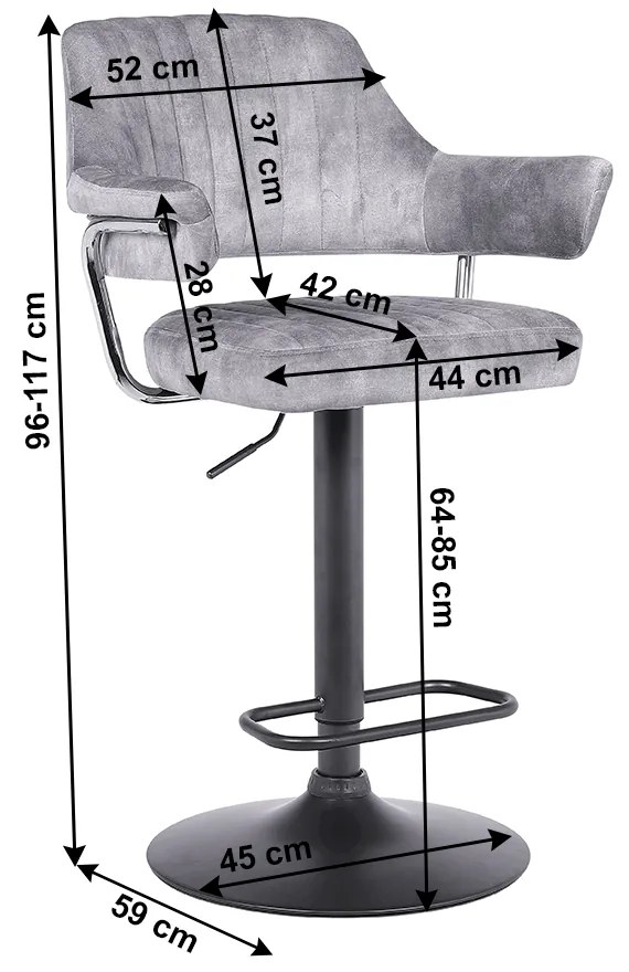 Scaun de bar, ţesătură gri cu efect de piele periată, ACANTA