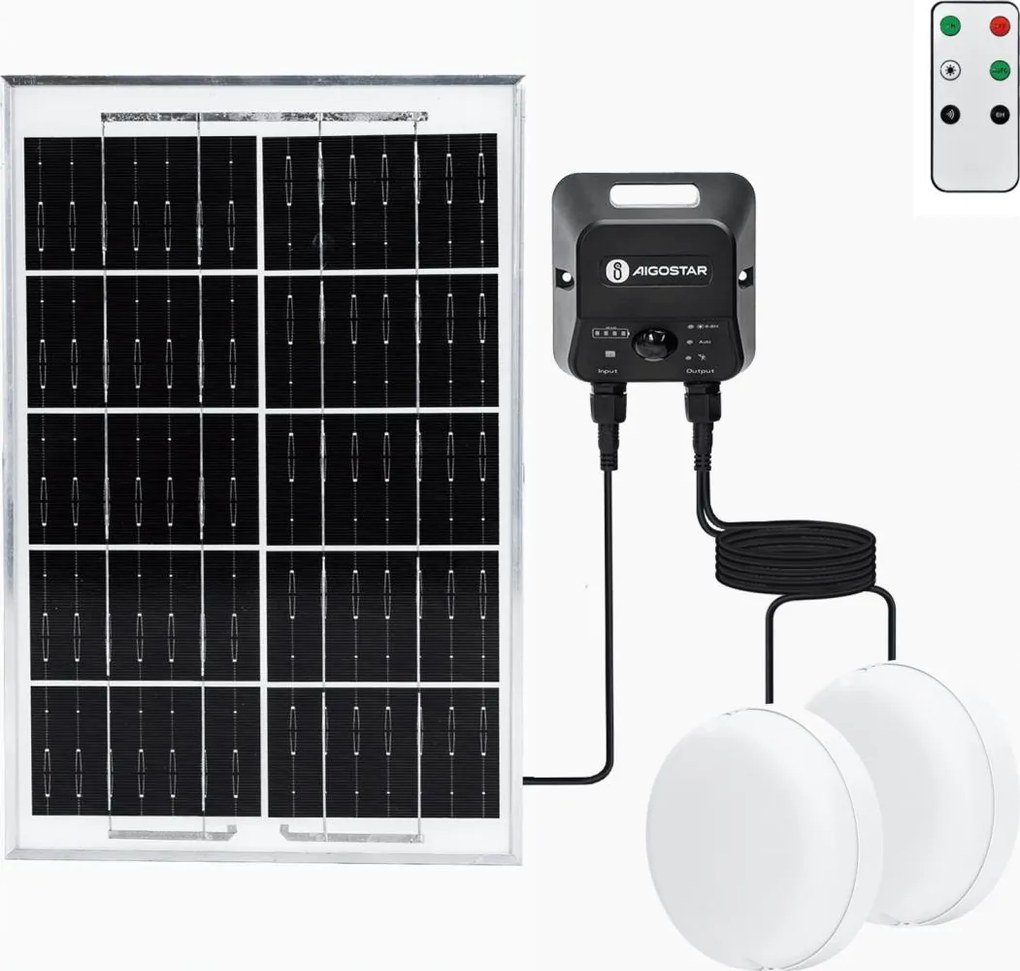 Aigostar - Plafonieră LED solară 2xLED/35W/3,7V 6000 mAh IP65 + telecomandă