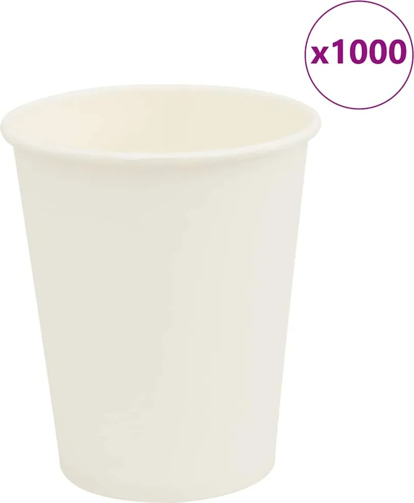 vidaXL Cești de cafea din hârtie 1000 buc 8oz 200ml alb