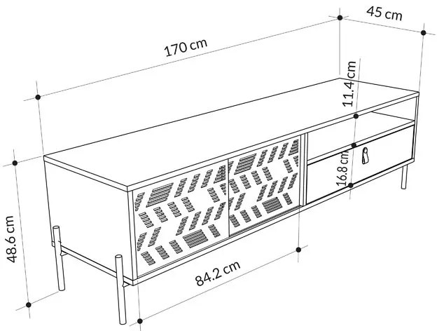 Comoda TV Melati culoare lemn natural 170x45x48.5cm