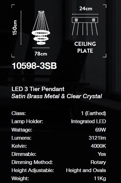 Lustra LED cristal design lux circular Tier 3