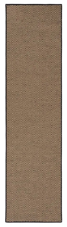 Covor tip traversă pentru scări negru/în culoare naturală din iută 60x600 cm Diamond – Flair Rugs