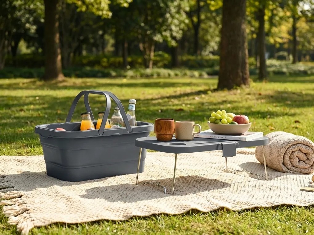Cos de picnic pliabil TRIGO 3in1, gri