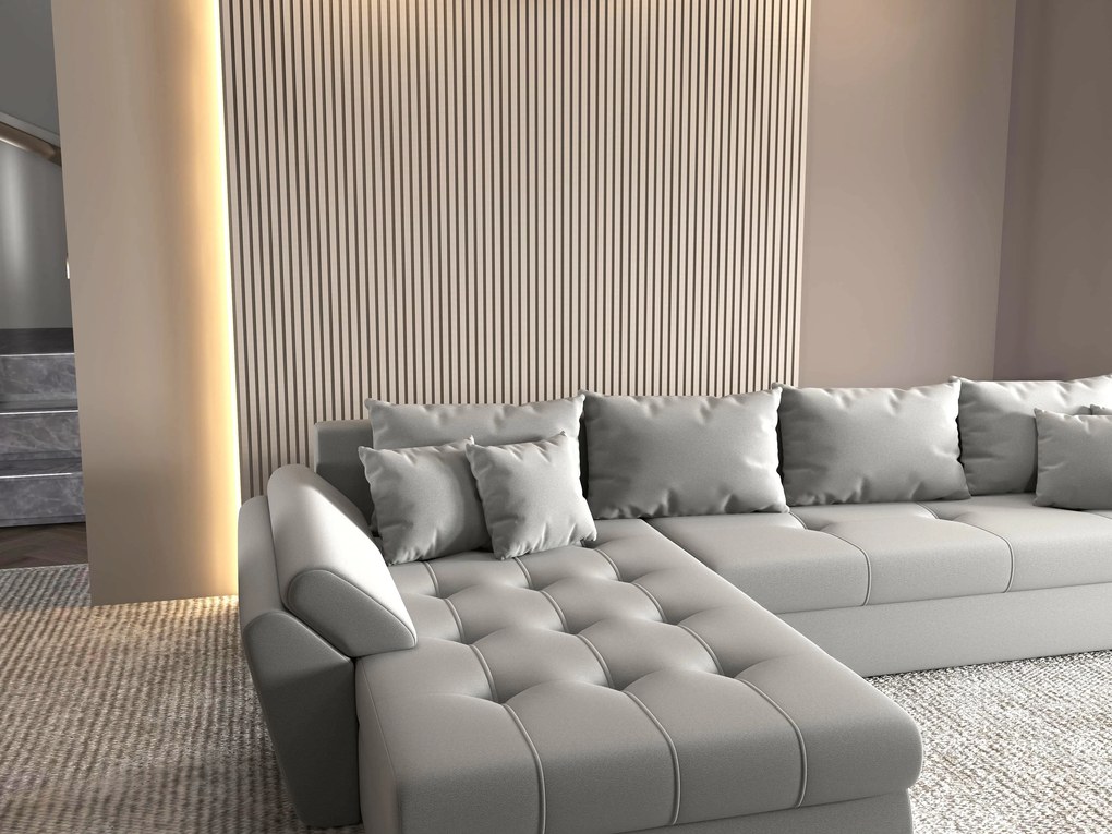 Colțar extensibil dumonde cu ladă de depozitare si sezut confortabil din spuma high-density, Loana XL Royal Antracit 335x185 cm