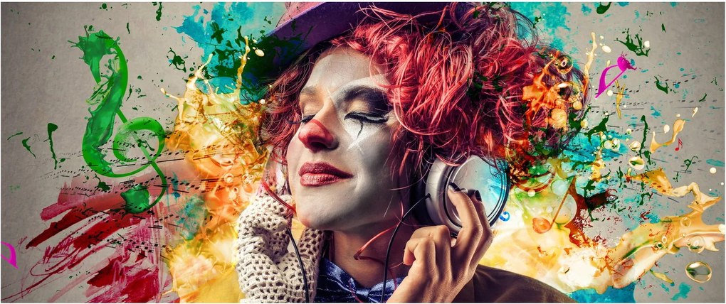 Tablou - Artista cu căști (120x50 cm)