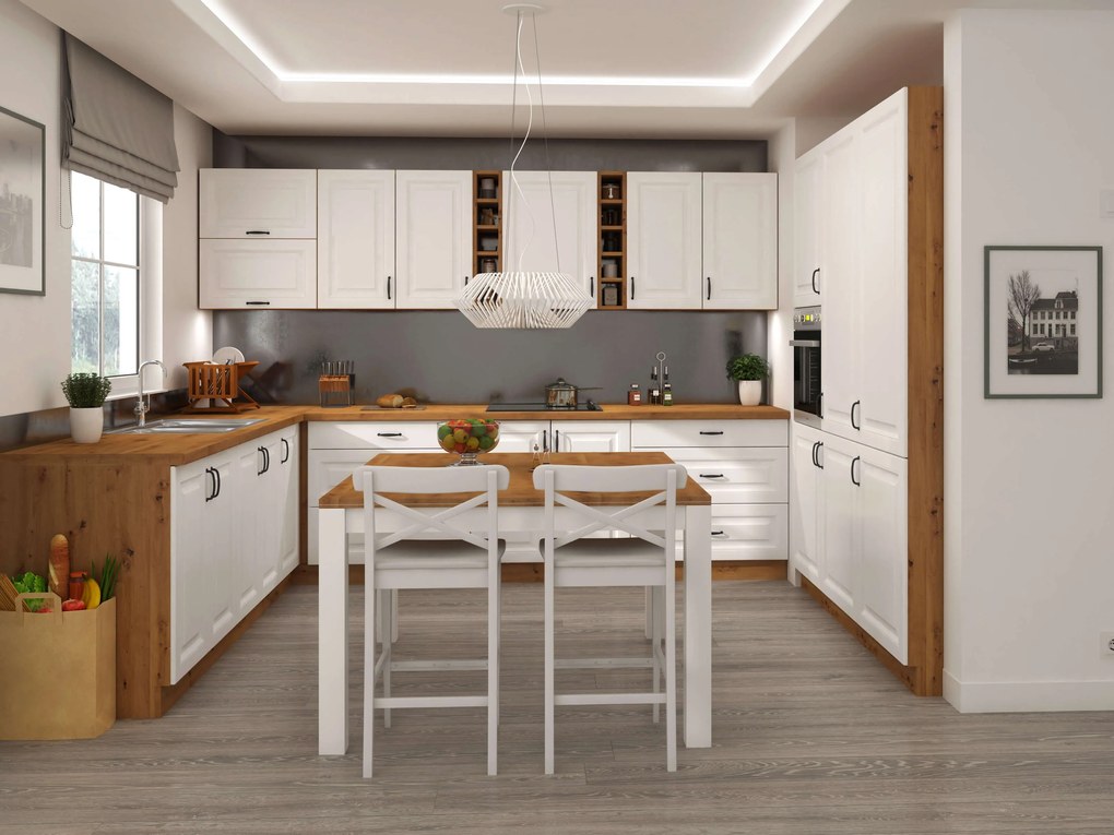 Dulap superior de bucătărie Sheila WH 40 GS 90 1F (stejar artisan + alb). 1032471