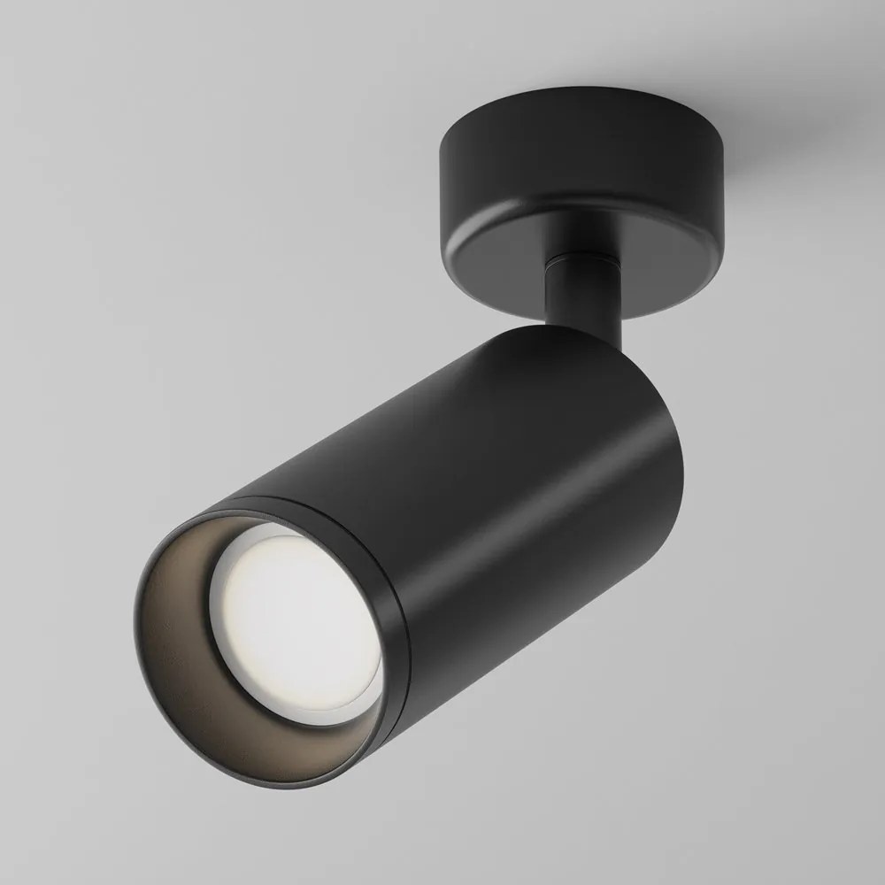 Spot aplicat, plafoniera design tehnic Focus negru