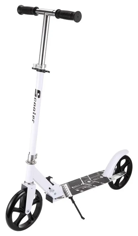 Trotineta copii si adolescenti NOVOKIDS™ Fusion EVO PRO, Maxim 100 kg, Functie Super Brake, Maner reglabil pe inaltime, Diametru roata 200 mm, Alb
