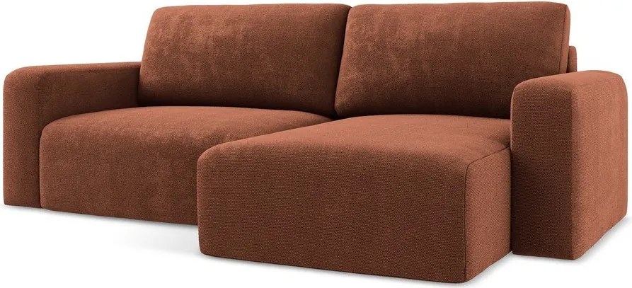 Colțar teracotă extensibil/cu spațiu de depozitare cu tapițerie din chenille (cu colț pe partea dreaptă/cu șezlong) Kona – Makamii