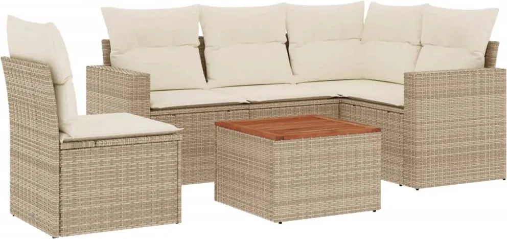 vidaXL Set canapele de grădină cu perne, 6 piese, bej, poliratan