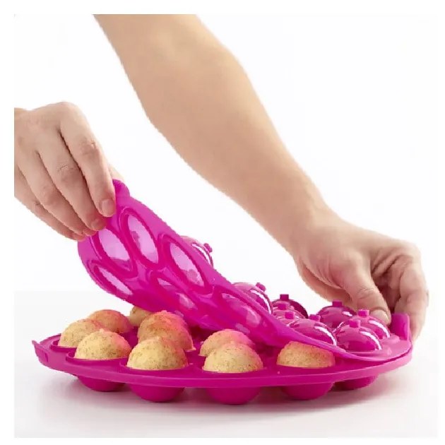 Formă din silicon pentru cake pops Lékué Pops, ⌀ 26,5 cm, roz