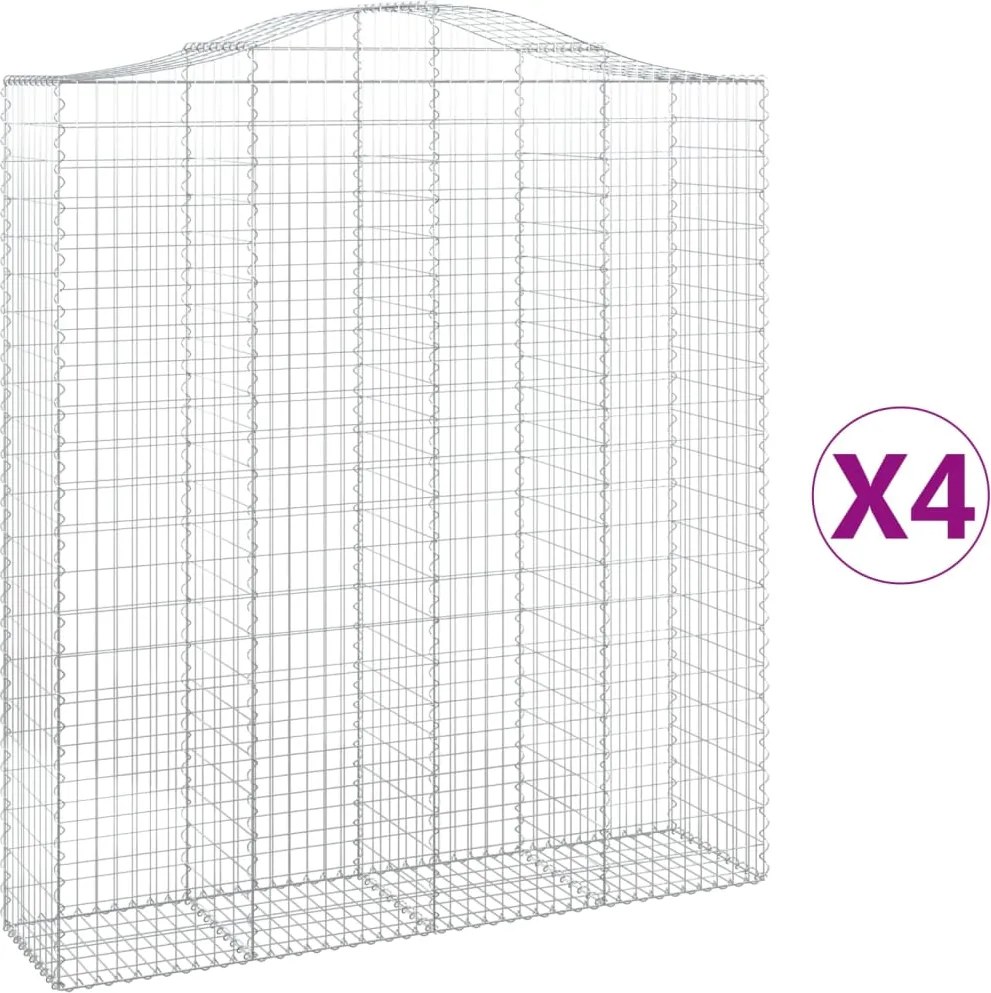 vidaXL Coșuri gabion arcuite, 4 buc, 200x50x220/240cm, fier galvanizat
