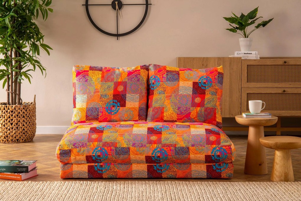 Canapea extensibila cu 2 locuri Taida, Multicolor, 120 x 62 x 68 cm