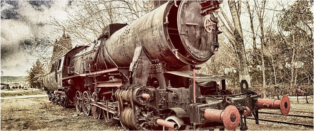 Tablou cu locomotivă istorică (120x50 cm)