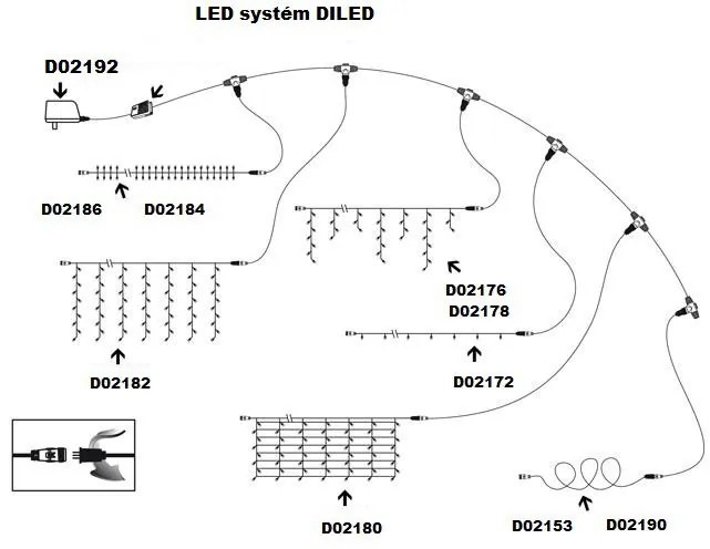 Rețea de lumină diLED - 100 de LED-uri, alb cald