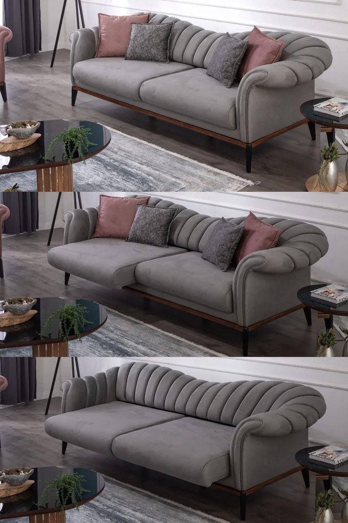 Canapea extensibila - 3 locuri - violet lavita (245x105x82)