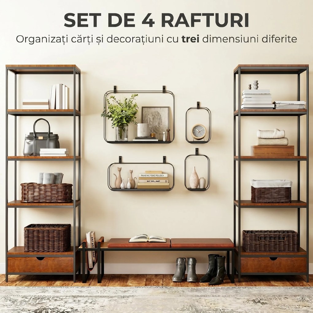 HOMCOM rafturi suspendate perete, rafturi decorative moderne | Aosom Romania