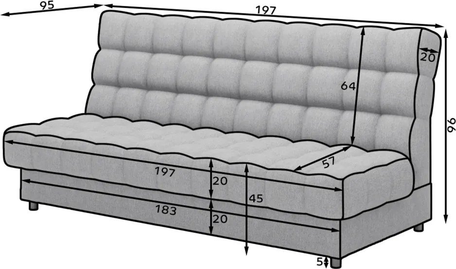 Canapea Clareta extensibil, 197x95x96 cm – Poco 04