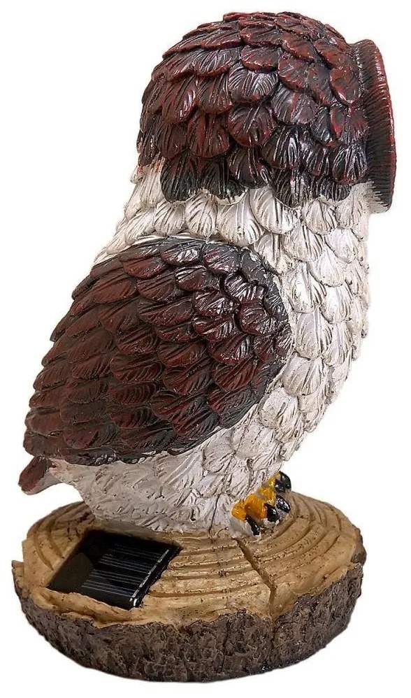 Decoratiune gradina, polirasina, lampa solara, bufnita, 14x14x25 cm