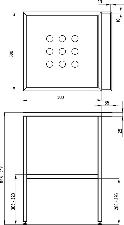 Consolă de baie de sine stătătoare - 56,5x50 cm Finisaj: CST_X50A