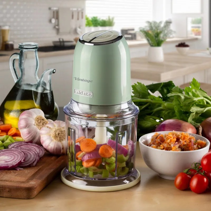 Tocator alimente Ariete VINTAGE 0438/04, 400W, 600 ml, 2 viteze, Otel inoxidabil, Pahar gradat, Verde