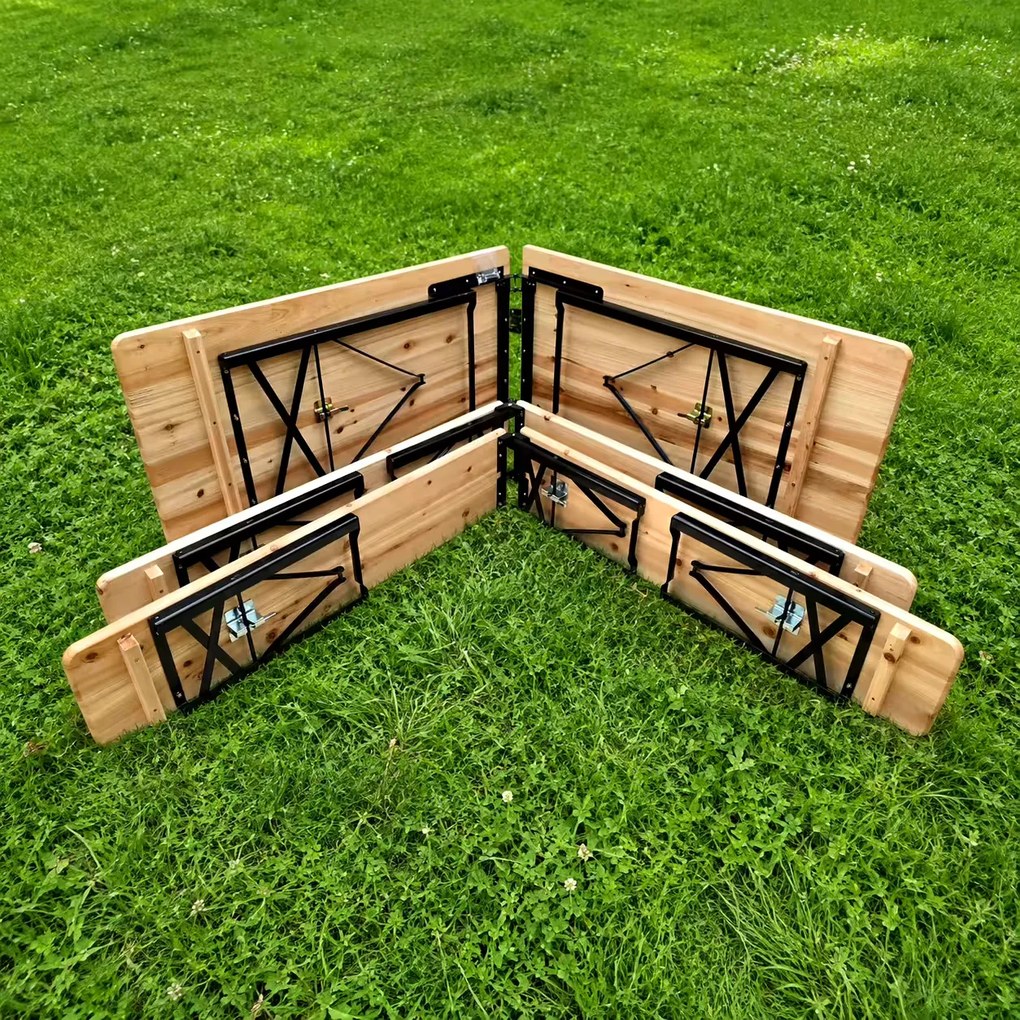 Set de bere 220x50 - 60 cm – Masă de grădină cu bănci pentru 8 - 10 persoane - 220 cm x 50 cm -