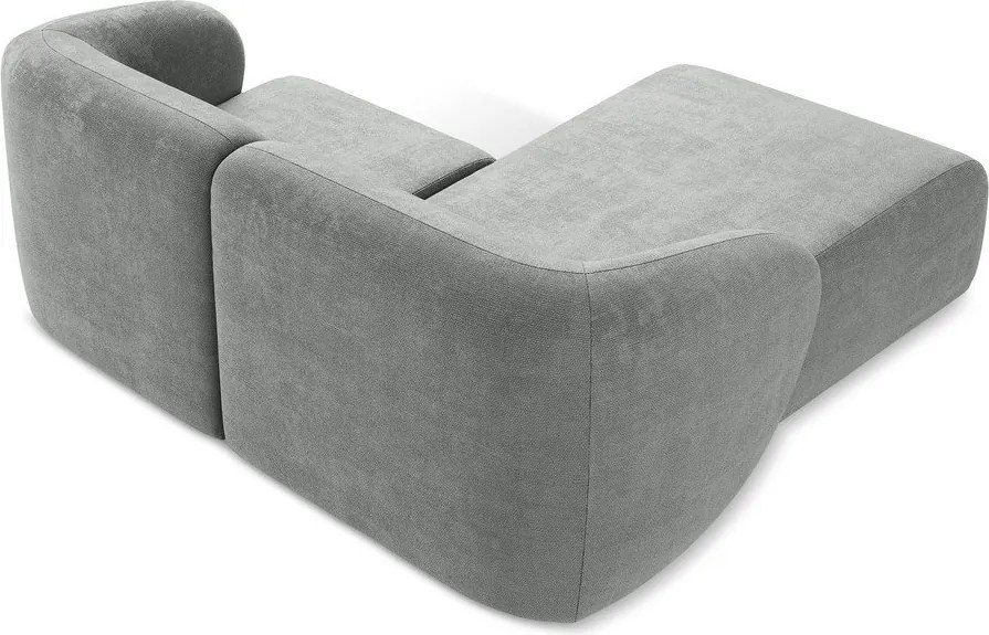 Colțar gri cu tapițerie din chenille (cu colț pe partea stângă/cu șezlong) Lani – Makamii