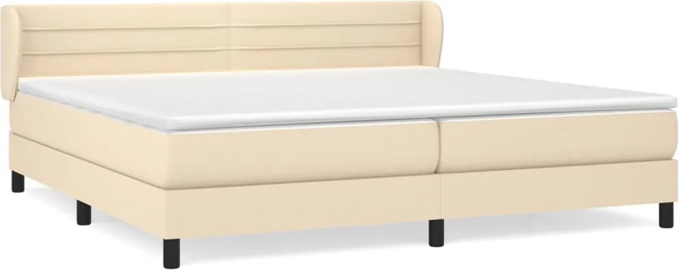 vidaXL Pat box spring cu saltea, crem, 200x200 cm, textil