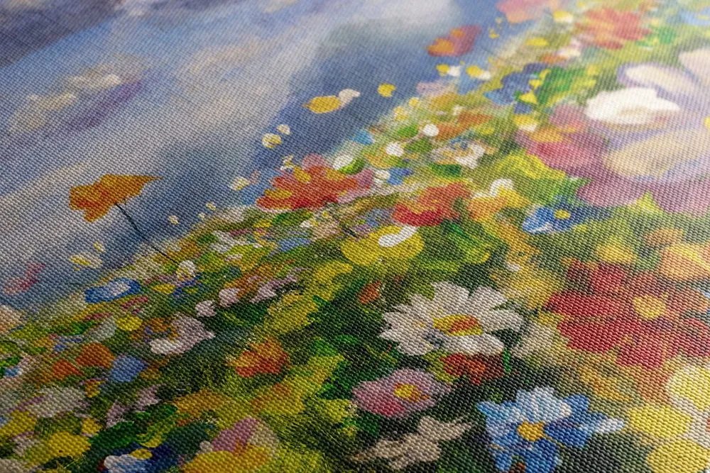 Tablou pictură în ulei a unei flori sălbatice