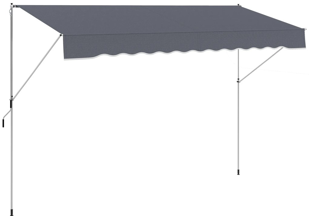 Outsunny Copertină Retractabilă cu Braț Pliabil, 400x120 cm, Gri Închis | Aosom Romania