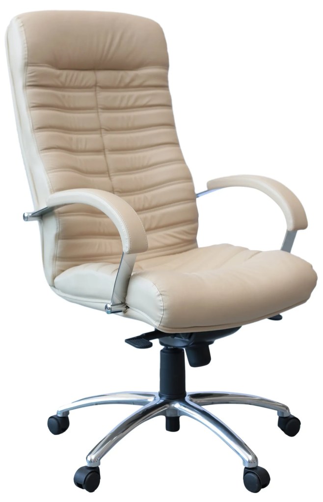 Scaun directorial Orion Steel Chrome, piele naturala, bej