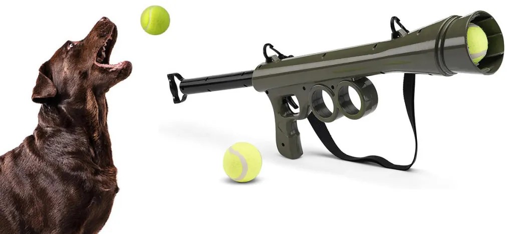 Pistol de jucarie lansator de mingi pentru caini