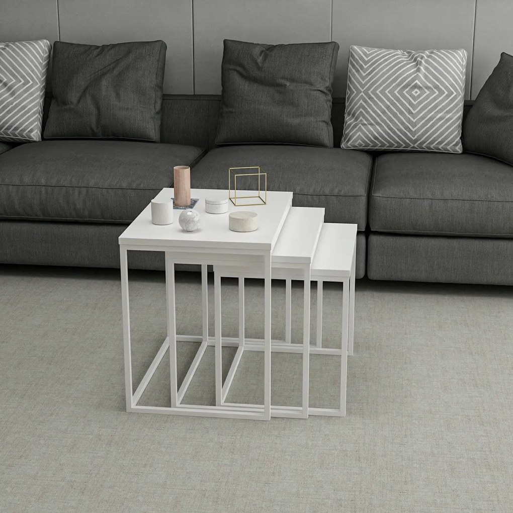 Măsuță Evia White, 3 bucăți