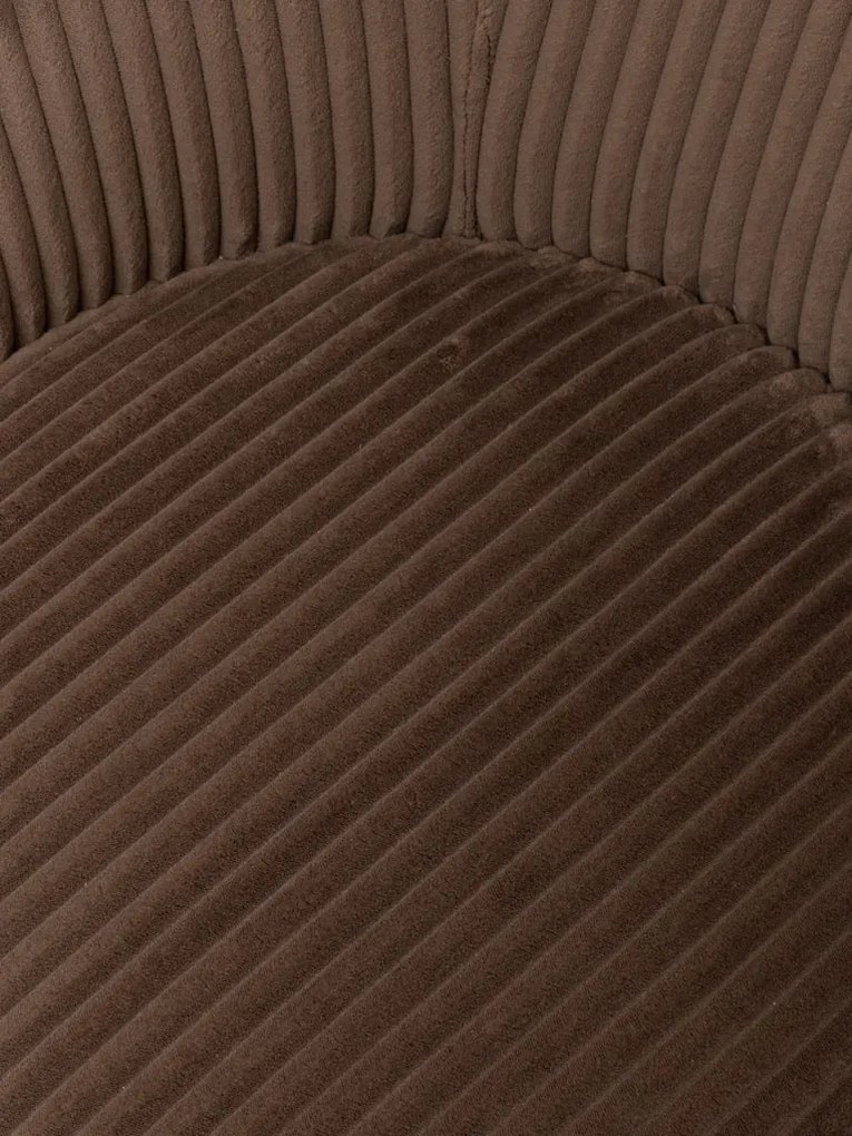 Fotoliu lounge rotund maro din catifea reiată, „Gelato Moka”