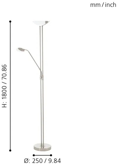 Lampadar LED dimabil Eglo 93874 BAYA 1 LED/20W + LED/2,5W crom mat