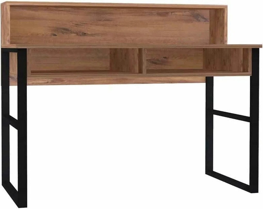 Masa birou KEMO, nuc/negru, PAL melaminat, 120x55x96 cm