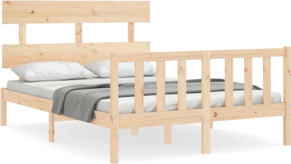 vidaXL Cadru de pat fără saltea, 140x190 cm, lemn masiv de pin