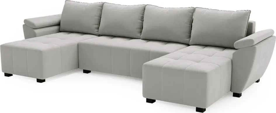 Coltar extensibil in forma de U LIVARO, gri deschis, 305x140 cm