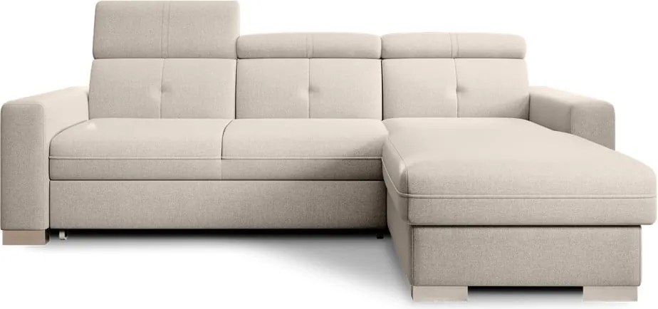 Colțar bej extensibil/cu spațiu de depozitare (cu colț pe partea dreaptă/cu șezlong) Fresia – ELTAP