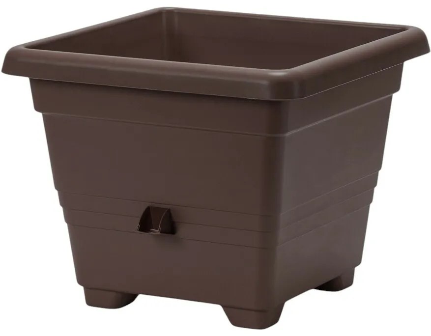 Jardinieră cu auto-irigare Plastia Bergamot 40 x 40 cm, maro, 40 x 40 cm