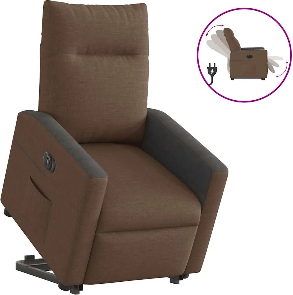 vidaXL Fotoliu electric rabatabil cu ridicare, maro, textil