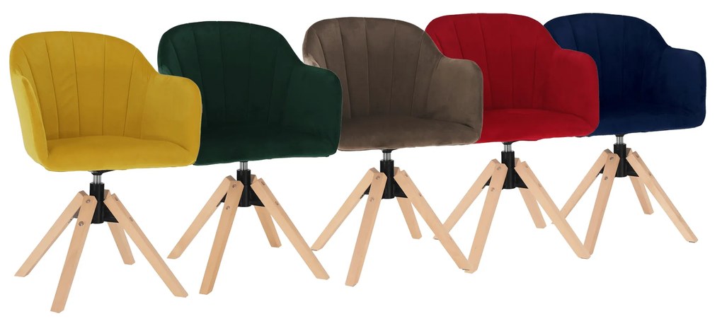 Fotoliu rotativ, textil Velvet, galben/fag, DALIO
