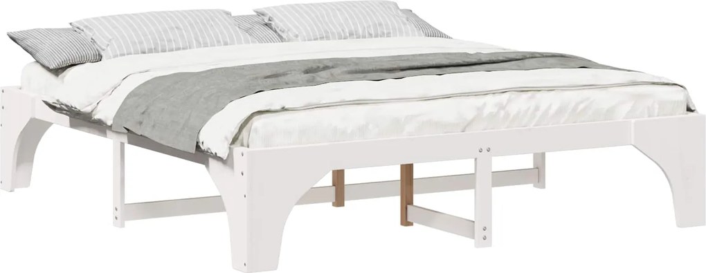 vidaXL Cadru de pat Alb 180 x 200 cm Lemn de pin masiv