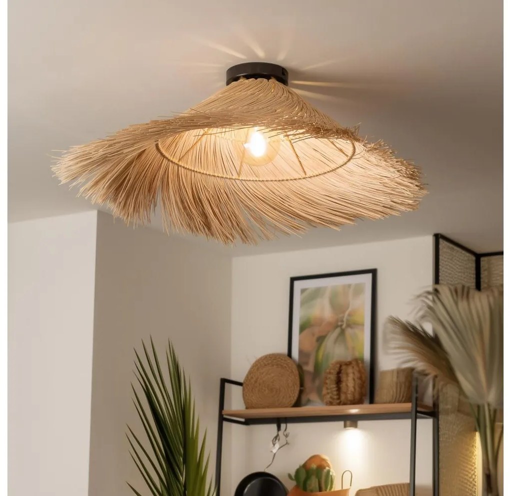 Brilagi - Lustră LED aplicată CERIA BOHO, 1x E27 (max. 40W), 230V, Ø 70 cm, ratan